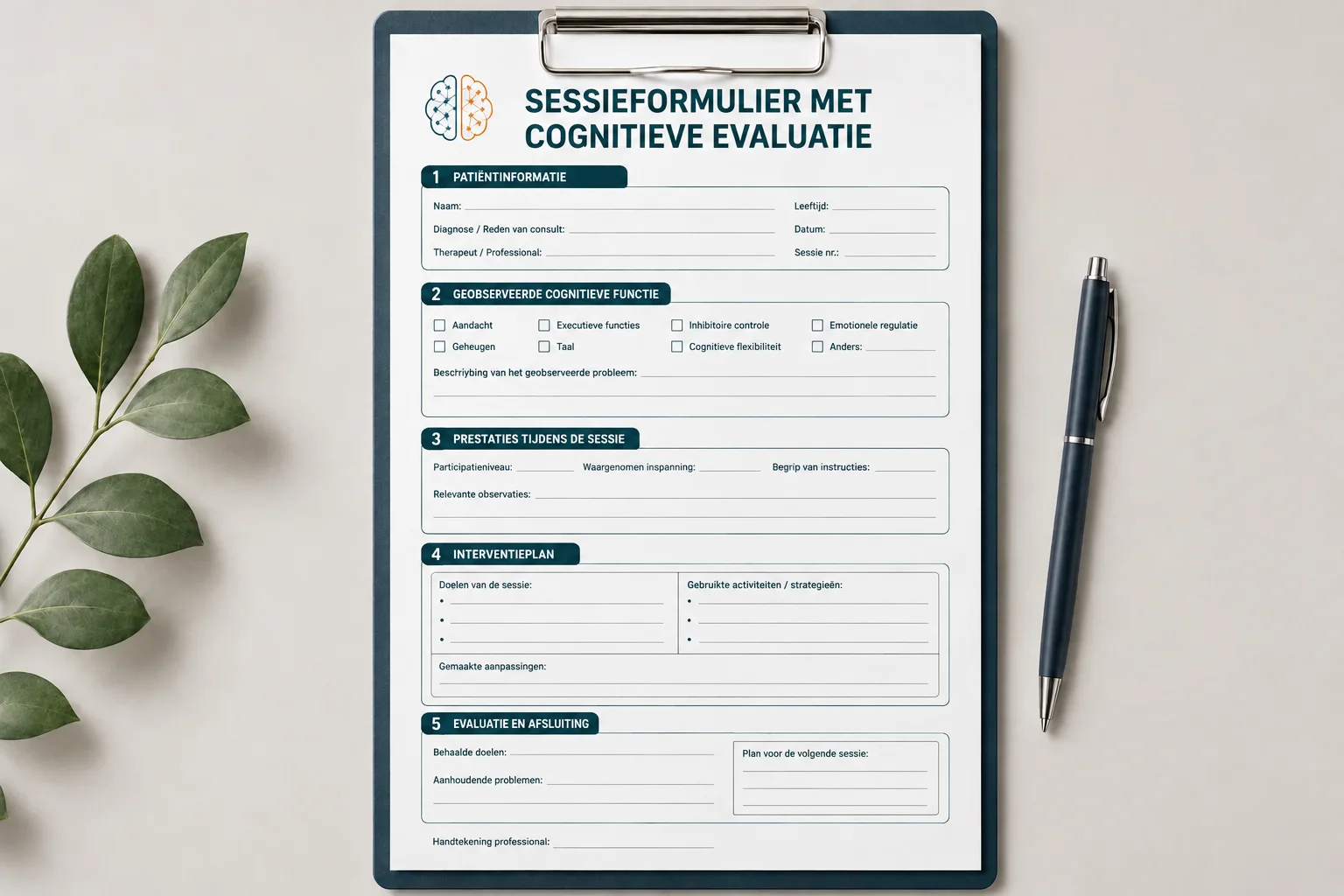 Sessiefiche met Cognitieve Evaluatie